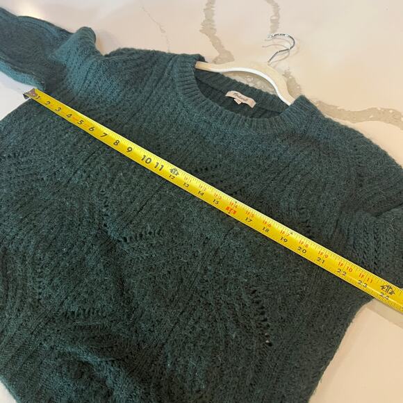 Madewell Everett Cable Knit Sweater Wool Alpace Blend Heather Pine Green Medium - Picture 4 of 7